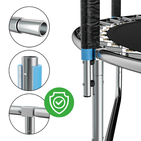 TRAMPOLINA OGRODOWA DLA DZIECI ZUMA 8FT CZARNO/NIEBIESKA 244 CM