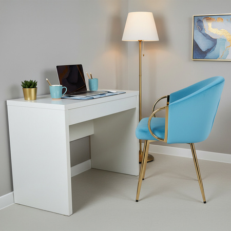 FOTEL KRZESŁO WELUROWE TAPICEROWANY METIS TURKUSOWY NOGI ZŁOTE