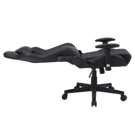 FOTEL GAMINGOWY BIUROWY OBROTOWY FURIA CZARNY SKÓRA PU