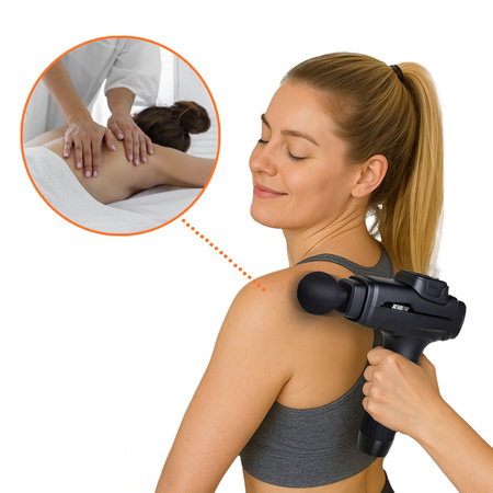 PISTOLET DO MASAŻU MOCNY MASAŻER DO PLECÓW CIAŁA MASSAGE GUN 100W + 12 KOŃCÓWEK RP20