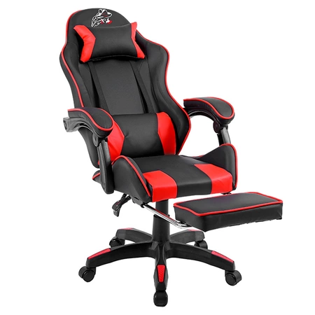 FOTEL GAMINGOWY BIUROWY OBROTOWY ZING-A CZARNO/CZERWONY SKÓRA PU