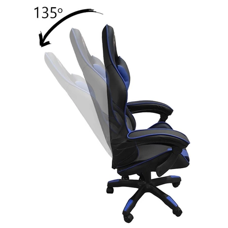 FOTEL GAMINGOWY BIUROWY OBROTOWY ZING-B CZARNO/NIEBIESKI SKÓRA PU