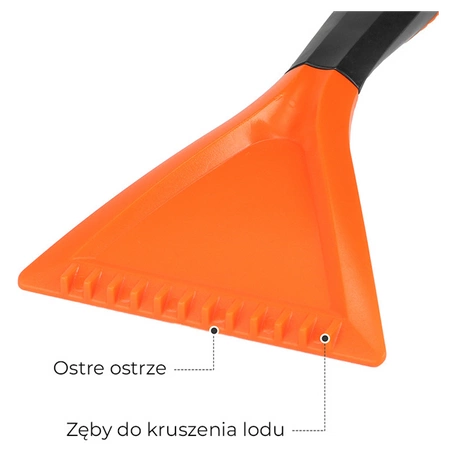 SZCZOTKA SKROBACZKA DO SAMOCHODU 2W1 TELESKOPOWA REGULOWANA ODYN CZARNO-POMARAŃCZOWA 75-110 CM