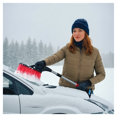 SZCZOTKA SKROBACZKA DO SAMOCHODU 2W1 TELESKOPOWA REGULOWANA THOR CZARNO-CZERWONA 87-122 CM