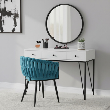 FOTEL KRZESŁO WELUROWY TAPICEROWANY RISO TURKUSOWY NOGI CZARNE