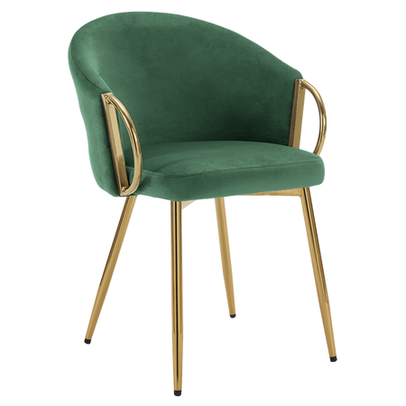 FOTEL KRZESŁO WELUROWE TAPICEROWANY METIS BUTELKOWA ZIELEŃ NOGI ZŁOTE