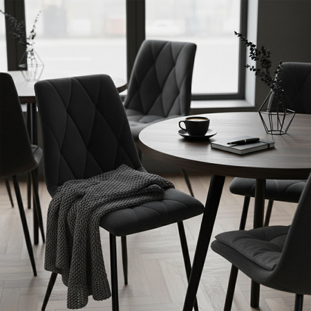 KRZESŁO FOTEL WELUROWY TAPICEROWANY TESA CZARNY NOGI CZARNE