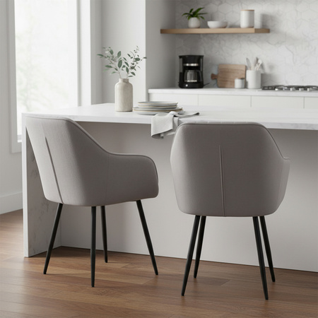 KRZESŁO FOTEL WELUROWY TAPICEROWANY LILA SZARY NOGI CZARNE