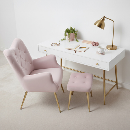 KRZESŁO FOTEL WELUROWY TAPICEROWANY Z PODNÓŻKIEM MARS PUDROWY RÓŻ NOGI CZARNE