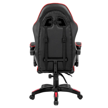 FOTEL GAMINGOWY BIUROWY OBROTOWY ZING-B CZARNY OBSZYCIE CZERWONE SKÓRA PU