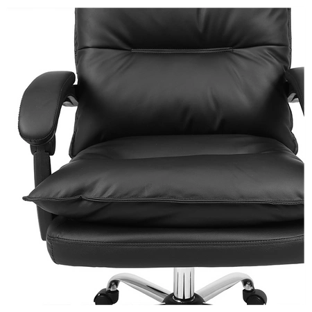 FOTEL BIUROWY OBROTOWY ZENIT CZARNA SKÓRA PU PODSTAWA CHROM