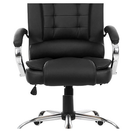 FOTEL BIUROWY OBROTOWY AMBER CZARNA SKÓRA PU PODSTAWA CHROM