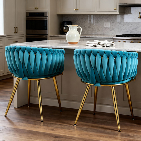 FOTEL KRZESŁO WELUROWY TAPICEROWANY RISO TURKUSOWY NOGI ZŁOTE