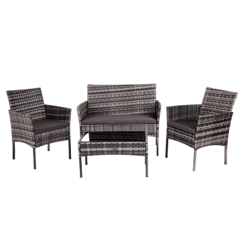 ZESTAW MEBLI OGRODOWYCH RATTANOWE LUIZA 4 OSOBOWE SZARY