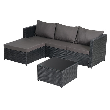 ZESTAW MEBLE OGRODOWE RATTANOWE VOLTA 4 OSOBOWE CZARNY