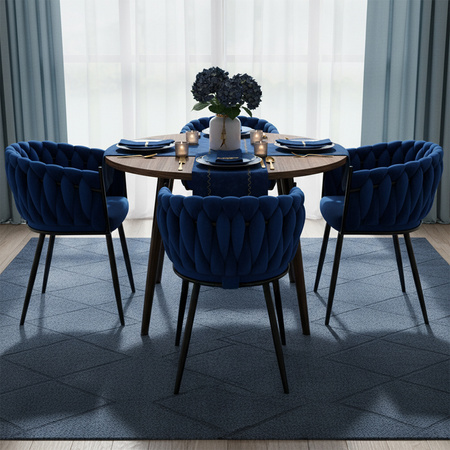 FOTEL KRZESŁO WELUROWY TAPICEROWANY RISO NIEBIESKI NOGI CZARNE