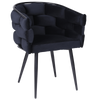 FOTEL KRZESŁO PLECIONE WELUROWE TAPICEROWANE GLAMOUR BORNEO CZARNY NOGI CZARNE