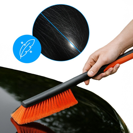 SZCZOTKA SKROBACZKA DO SAMOCHODU 2W1 TELESKOPOWA REGULOWANA ODYN CZARNO-POMARAŃCZOWA 75-110 CM