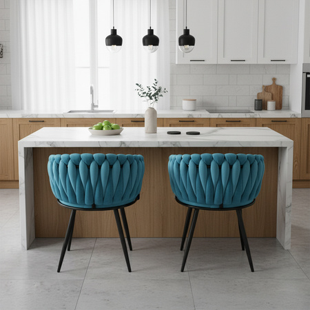 FOTEL KRZESŁO WELUROWY TAPICEROWANY RISO TURKUSOWY NOGI CZARNE