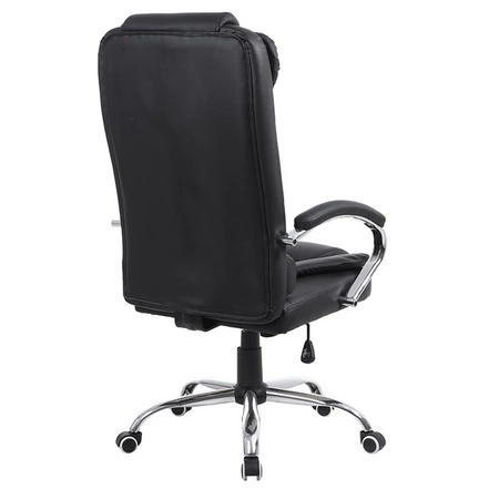 FOTEL BIUROWY OBROTOWY AMBER CZARNA SKÓRA PU PODSTAWA CHROM
