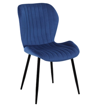 KRZESŁO FOTEL WELUROWY TAPICEROWANY TORA NIEBIESKI NOGI CZARNE