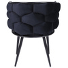 FOTEL KRZESŁO PLECIONE WELUROWE TAPICEROWANE GLAMOUR BORNEO CZARNY NOGI CZARNE