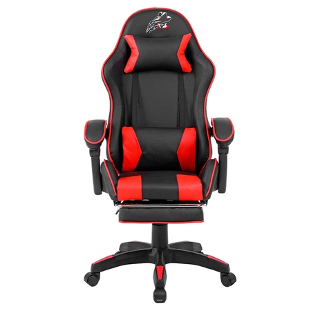 FOTEL GAMINGOWY BIUROWY OBROTOWY ZING-A CZARNO/CZERWONY SKÓRA PU