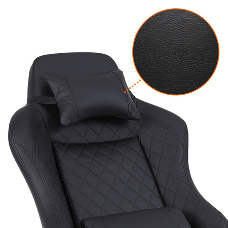 FOTEL GAMINGOWY BIUROWY OBROTOWY SONIC CZARNY SKÓRA PU