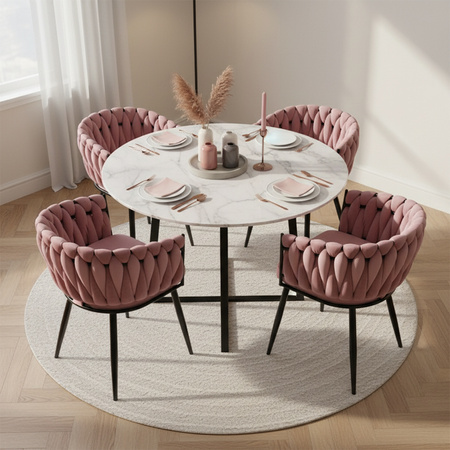 FOTEL KRZESŁO WELUROWY TAPICEROWANY RISO BRUDNY RÓŻ NOGI CZARNE