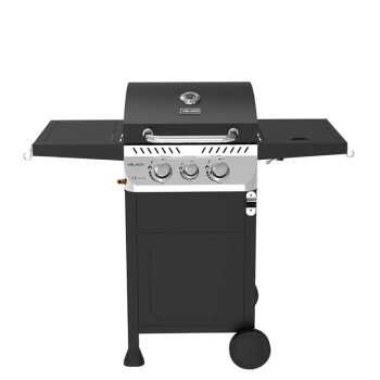 GRILL OGRODOWY GAZOWY Z POKRYWĄ I PÓŁKAMI APOLLO-A CZARNY RUSZT ŻELIWNY 8,5 KW + POKROWIEC