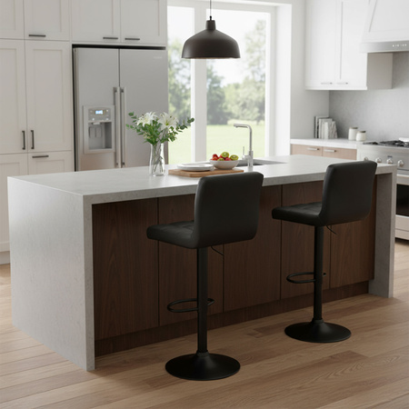 HOKER KRZESŁO BAROWE RAFA CZARNA SKÓRA PU PODSTAWA CZARNA