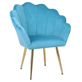 FOTEL KRZESŁO WELUROWE TAPICEROWANE TINA TURKUSOWY NOGI ZŁOTE