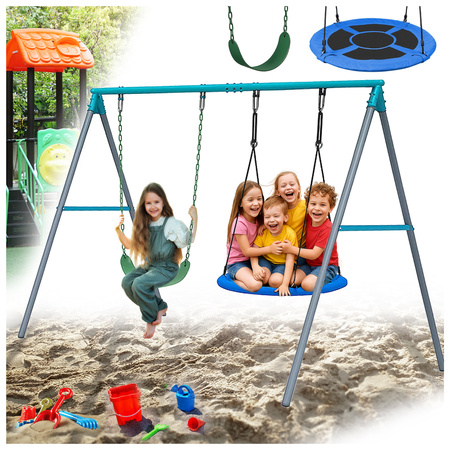 HUŚTAWKA OGRODOWA PODWÓJNA SIMBA BOCIANIE GNIAZDO ZE STELAŻEM DLA DZIECI