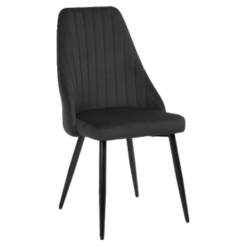 KRZESŁO FOTEL WELUROWY TAPICEROWANY NIKA CZARNY NOGI CZARNE