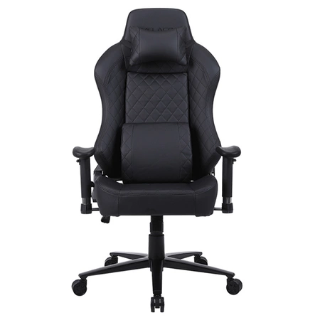 FOTEL GAMINGOWY BIUROWY OBROTOWY SONIC CZARNY SKÓRA PU