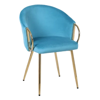 FOTEL KRZESŁO WELUROWE TAPICEROWANY METIS TURKUSOWY NOGI ZŁOTE
