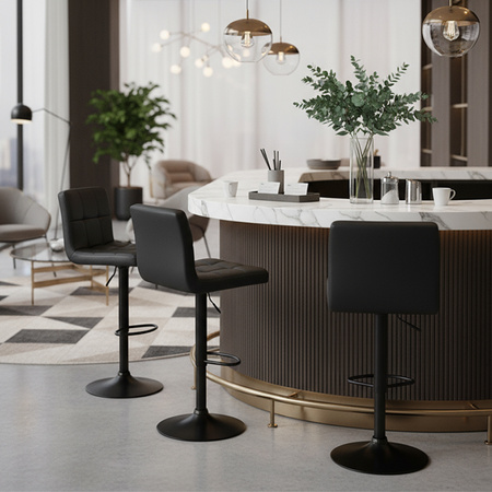 HOKER KRZESŁO BAROWE RAFA CZARNA SKÓRA PU PODSTAWA CZARNA