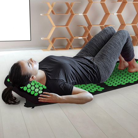 MATA DO AKUPRESURY ZDROWOTNA Z KOLCAMI AKUPRESURA MASAŻ ZESTAW Z PODUSZKĄ