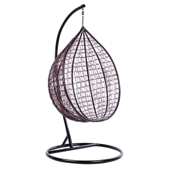 FOTEL OGRODOWY WISZĄCY KOKON DUŻY KOSZ ITAKA BRĄZOWY Z PODSTAWĄ