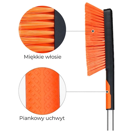 SZCZOTKA SKROBACZKA DO SAMOCHODU 2W1 TELESKOPOWA REGULOWANA ODYN CZARNO-POMARAŃCZOWA 75-110 CM
