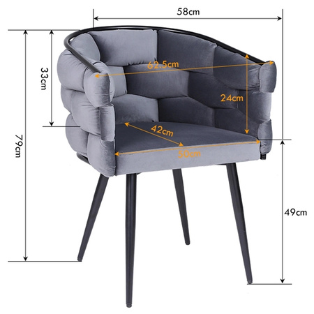 FOTEL KRZESŁO PLECIONE WELUROWE TAPICEROWANE GLAMOUR BORNEO CZARNY NOGI CZARNE