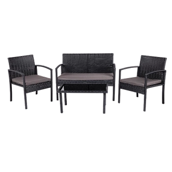 ZESTAW MEBLI OGRODOWYCH RATTANOWE PIRES 4 OSOBOWE CZARNY