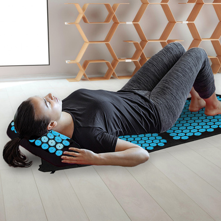 MATA DO AKUPRESURY ZDROWOTNA Z KOLCAMI AKUPRESURA MASAŻ ZESTAW Z PODUSZKĄ