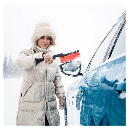 SZCZOTKA SKROBACZKA DO SAMOCHODU 2W1 DRAX CZARNO/POMARAŃCZOWA 56 CM