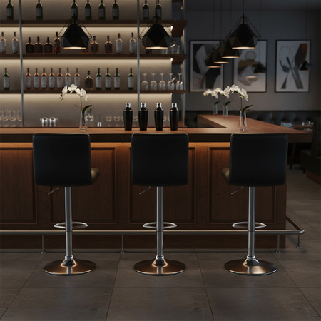 HOKER KRZESŁO BAROWE RAFA CZARNA SKÓRA PU PODSTAWA CHROM