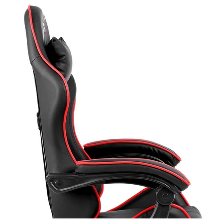 FOTEL GAMINGOWY BIUROWY OBROTOWY ZING-A CZARNY OBSZYCIE CZERWONE SKÓRA PU