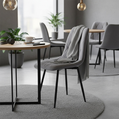 KRZESŁO FOTEL WELUROWY TAPICEROWANY TESA CIEMNOSZARY NOGI CZARNE