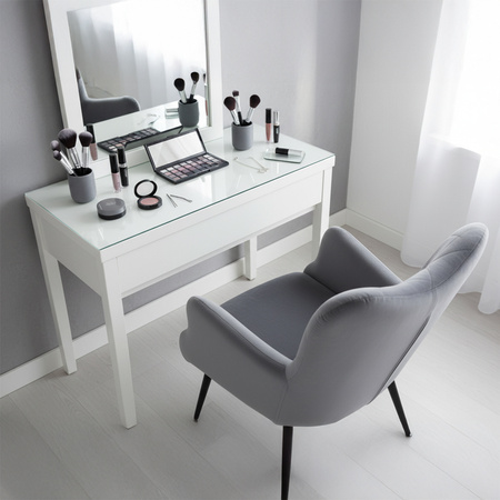 KRZESŁO FOTEL WELUROWY TAPICEROWANY Z PODNÓŻKIEM MARS CIEMNOSZARY NOGI CZARNE