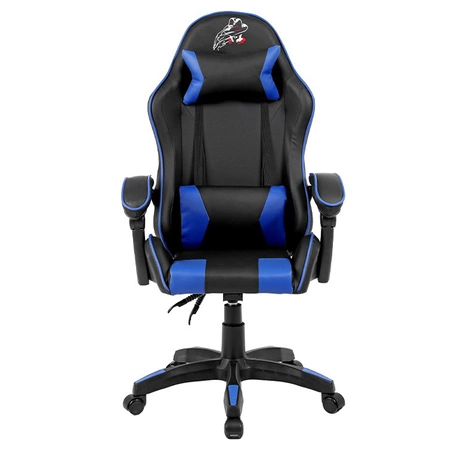 FOTEL GAMINGOWY BIUROWY OBROTOWY ZING-B CZARNO/NIEBIESKI SKÓRA PU