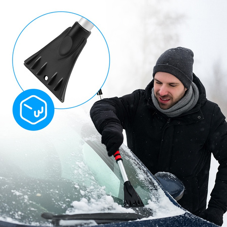 SZCZOTKA SKROBACZKA DO SAMOCHODU 2W1 TELESKOPOWA REGULOWANA THOR CZARNO-CZERWONA 87-122 CM